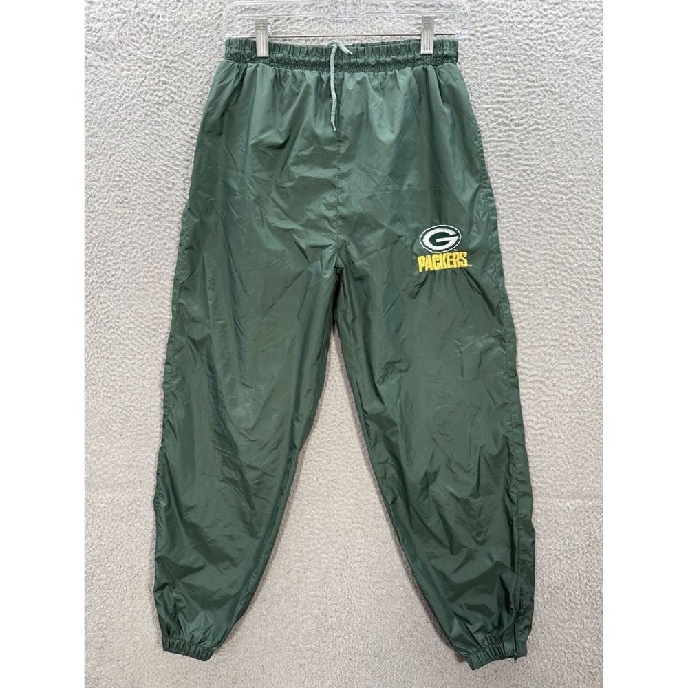 Vintage Green Bay Packers Track Pants Boys Youth Large Green Joggers NFL Y2K